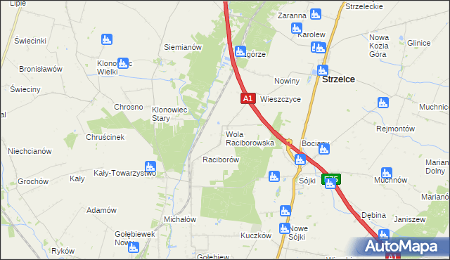 mapa Wola Raciborowska, Wola Raciborowska na mapie Targeo