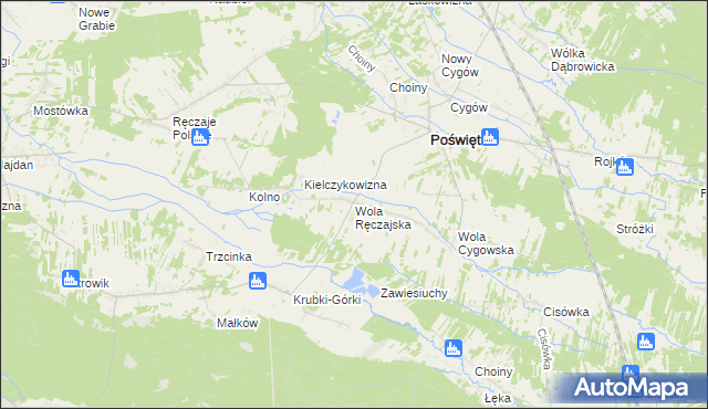 mapa Wola Ręczajska, Wola Ręczajska na mapie Targeo