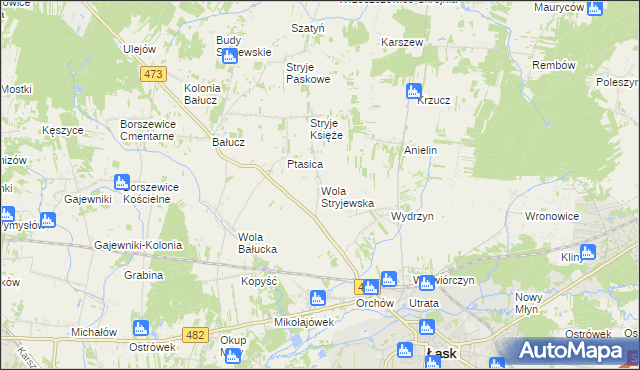 mapa Wola Stryjewska, Wola Stryjewska na mapie Targeo