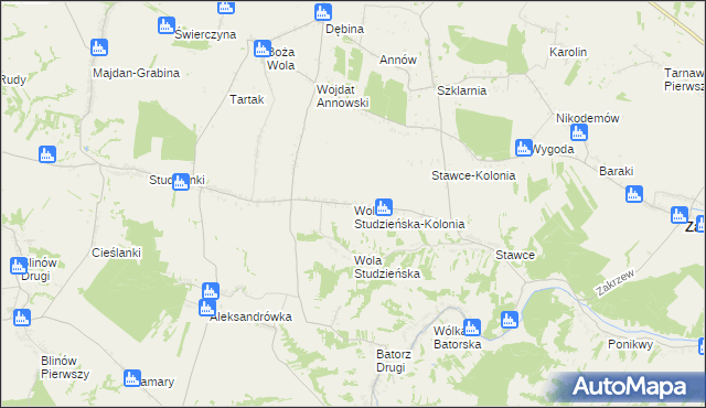 mapa Wola Studzieńska-Kolonia, Wola Studzieńska-Kolonia na mapie Targeo