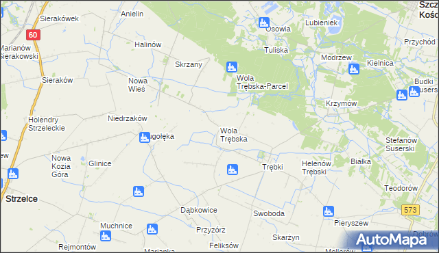 mapa Wola Trębska, Wola Trębska na mapie Targeo