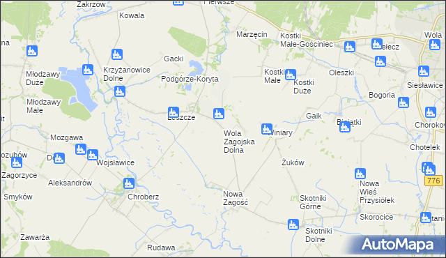 mapa Wola Zagojska Dolna, Wola Zagojska Dolna na mapie Targeo