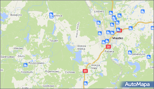 mapa Wołcza Wielka, Wołcza Wielka na mapie Targeo