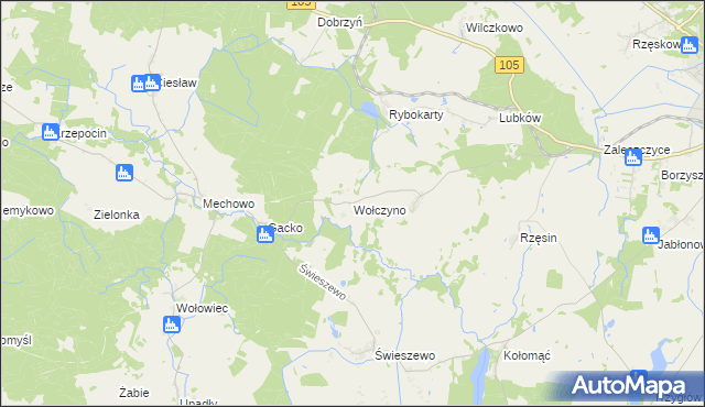 mapa Wołczyno, Wołczyno na mapie Targeo