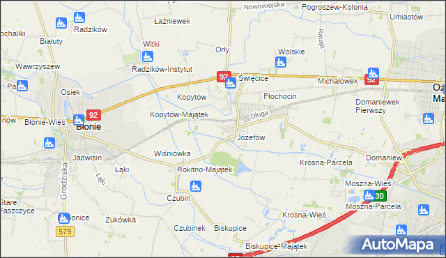 mapa Wolica gmina Ożarów Mazowiecki, Wolica gmina Ożarów Mazowiecki na mapie Targeo