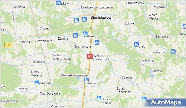 mapa Wólka Czarnińska, Wólka Czarnińska na mapie Targeo