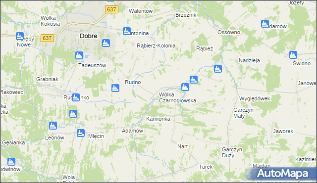 mapa Wólka Czarnogłowska, Wólka Czarnogłowska na mapie Targeo