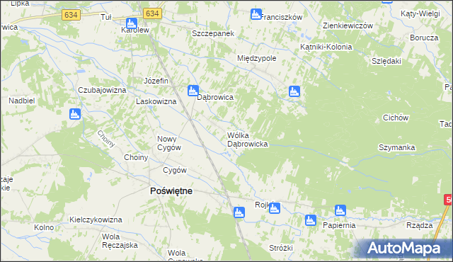 mapa Wólka Dąbrowicka, Wólka Dąbrowicka na mapie Targeo