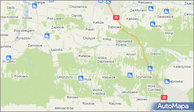 mapa Wólka Dąbrowska, Wólka Dąbrowska na mapie Targeo