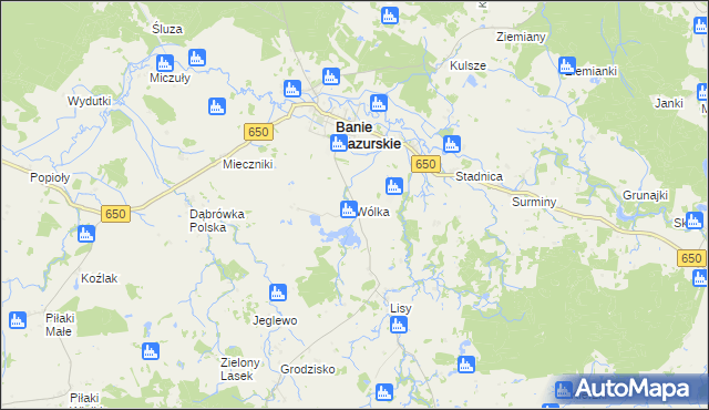 mapa Wólka gmina Banie Mazurskie, Wólka gmina Banie Mazurskie na mapie Targeo