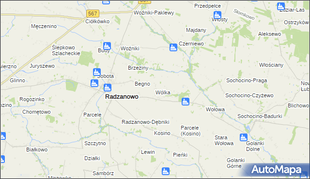 mapa Wólka gmina Radzanowo, Wólka gmina Radzanowo na mapie Targeo
