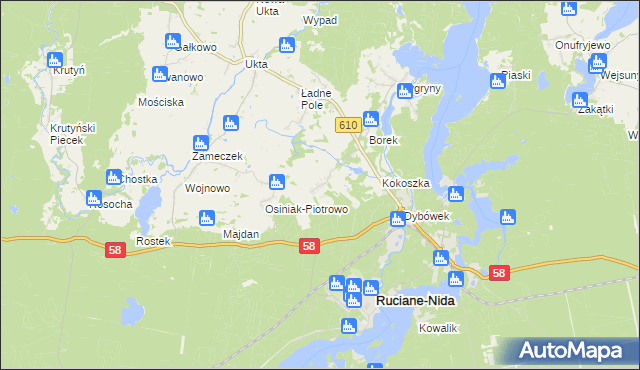 mapa Wólka gmina Ruciane-Nida, Wólka gmina Ruciane-Nida na mapie Targeo