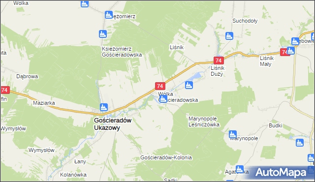 mapa Wólka Gościeradowska, Wólka Gościeradowska na mapie Targeo