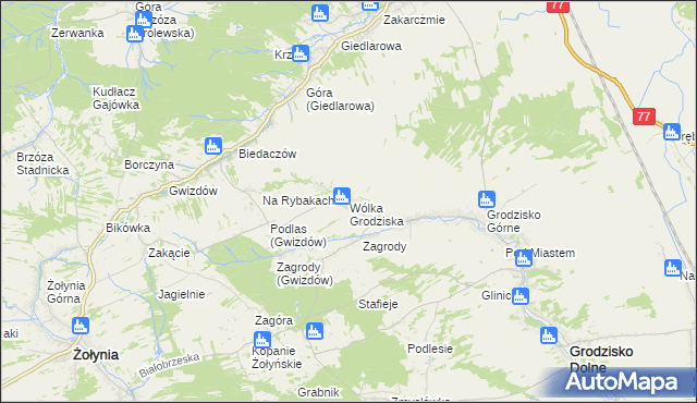 mapa Wólka Grodziska gmina Grodzisko Dolne, Wólka Grodziska gmina Grodzisko Dolne na mapie Targeo