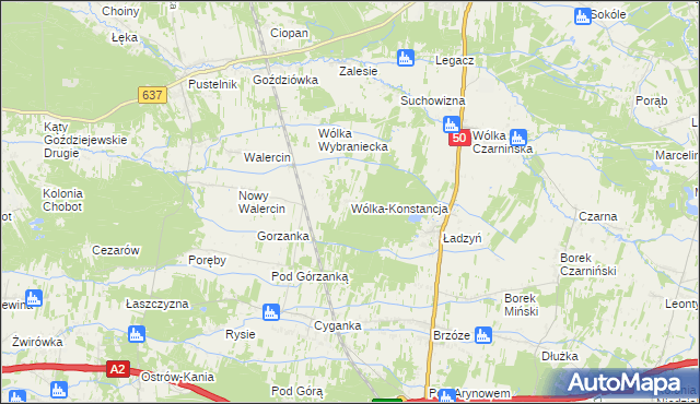 mapa Wólka-Konstancja, Wólka-Konstancja na mapie Targeo