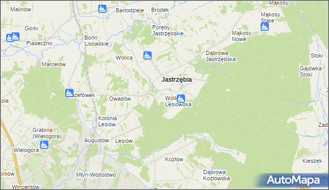 mapa Wólka Lesiowska, Wólka Lesiowska na mapie Targeo