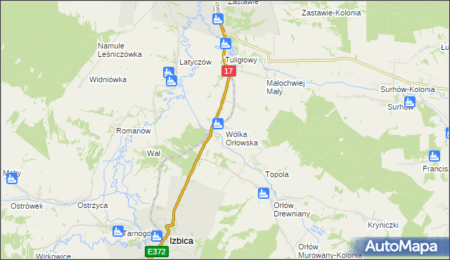 mapa Wólka Orłowska gmina Izbica, Wólka Orłowska gmina Izbica na mapie Targeo