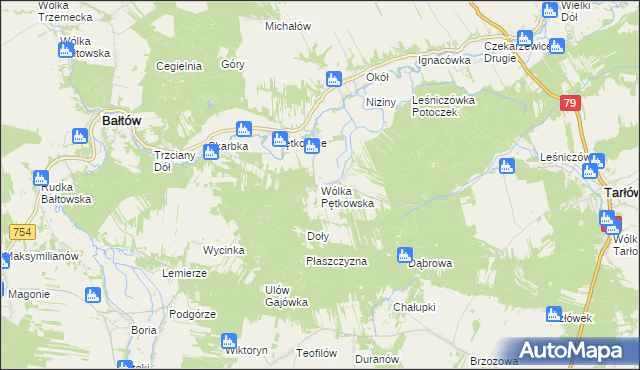 mapa Wólka Pętkowska, Wólka Pętkowska na mapie Targeo