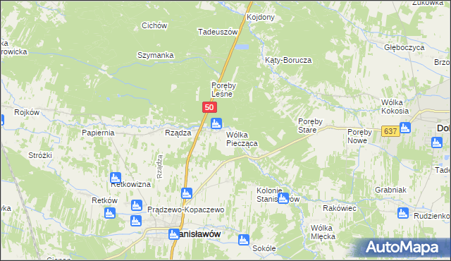 mapa Wólka Piecząca, Wólka Piecząca na mapie Targeo