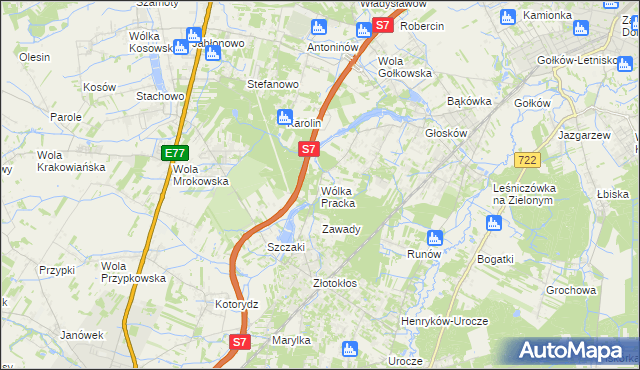 mapa Wólka Pracka, Wólka Pracka na mapie Targeo