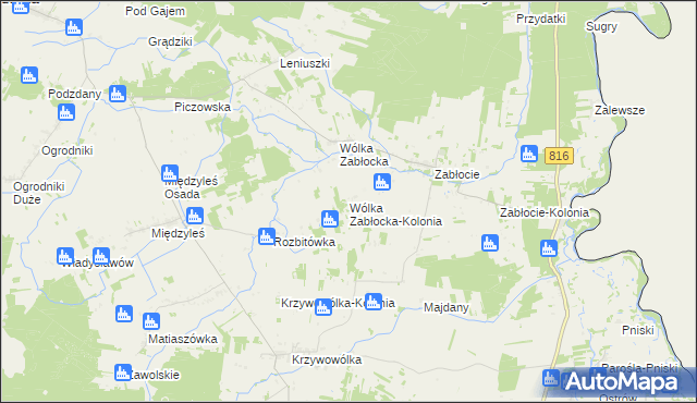 mapa Wólka Zabłocka-Kolonia, Wólka Zabłocka-Kolonia na mapie Targeo