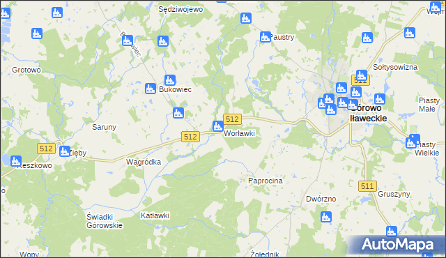 mapa Worławki gmina Górowo Iławeckie, Worławki gmina Górowo Iławeckie na mapie Targeo