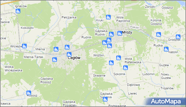 mapa Woźbin, Woźbin na mapie Targeo