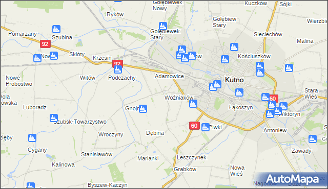 mapa Woźniaków, Woźniaków na mapie Targeo