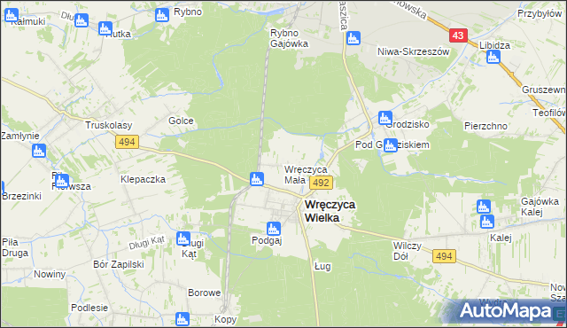 mapa Wręczyca Mała, Wręczyca Mała na mapie Targeo
