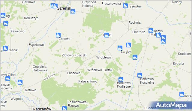 mapa Wróblewo gmina Radzanów, Wróblewo gmina Radzanów na mapie Targeo