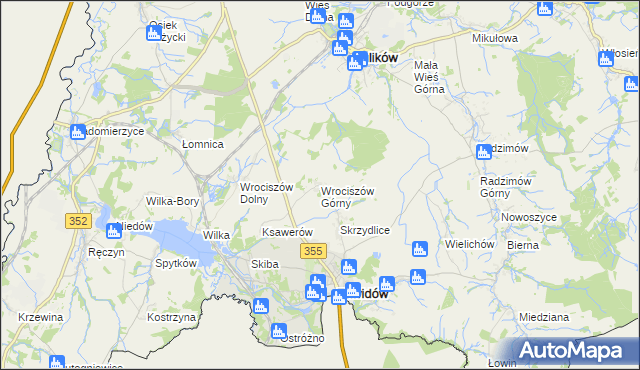 mapa Wrociszów Górny, Wrociszów Górny na mapie Targeo