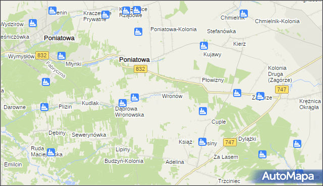 mapa Wronów gmina Bełżyce, Wronów gmina Bełżyce na mapie Targeo