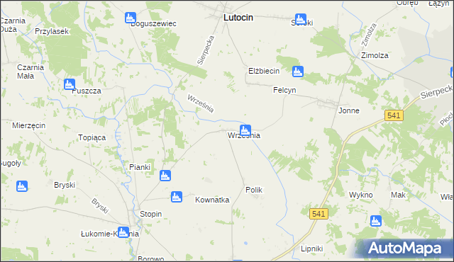 mapa Września gmina Rościszewo, Września gmina Rościszewo na mapie Targeo