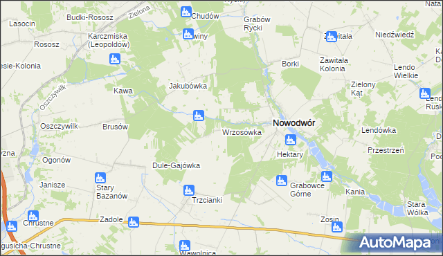 mapa Wrzosówka gmina Nowodwór, Wrzosówka gmina Nowodwór na mapie Targeo