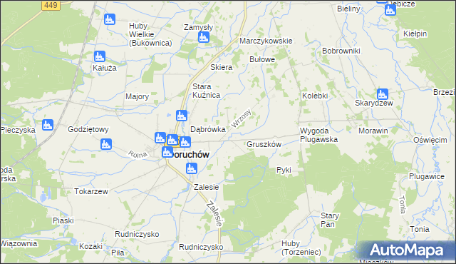 mapa Wrzosy gmina Doruchów, Wrzosy gmina Doruchów na mapie Targeo
