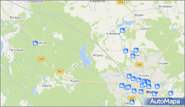 mapa Wrzosy gmina Wołów, Wrzosy gmina Wołów na mapie Targeo