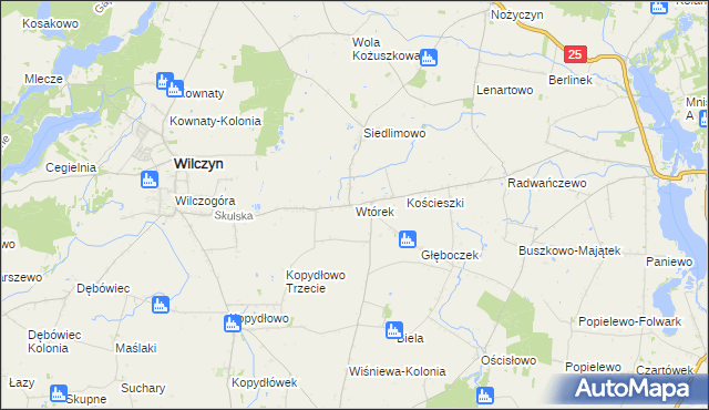 mapa Wtórek gmina Wilczyn, Wtórek gmina Wilczyn na mapie Targeo