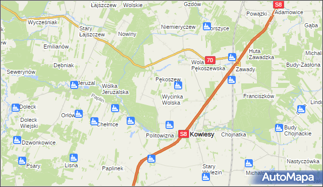 mapa Wycinka Wolska, Wycinka Wolska na mapie Targeo