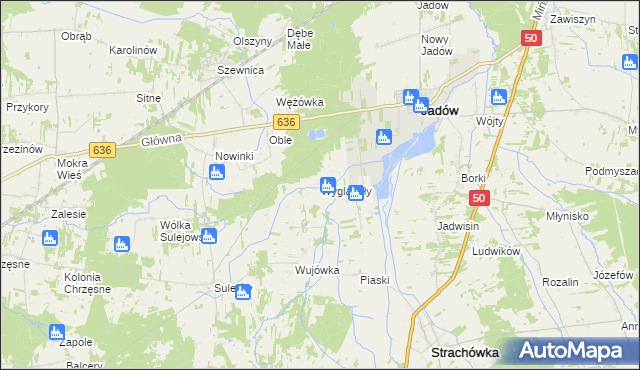 mapa Wyglądały gmina Jadów, Wyglądały gmina Jadów na mapie Targeo