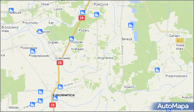 mapa Wygnanka gmina Kąkolewnica, Wygnanka gmina Kąkolewnica na mapie Targeo