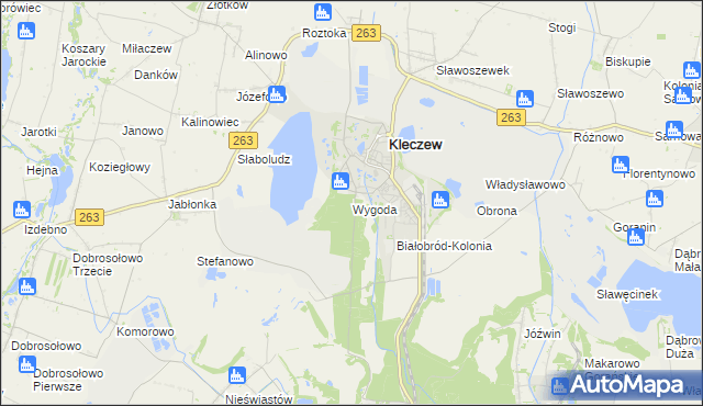 mapa Wygoda gmina Kazimierz Biskupi, Wygoda gmina Kazimierz Biskupi na mapie Targeo