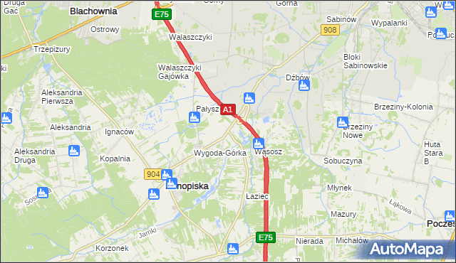 mapa Wygoda gmina Konopiska, Wygoda gmina Konopiska na mapie Targeo