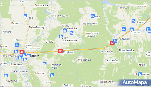 mapa Wygwizdów gmina Przedbórz, Wygwizdów gmina Przedbórz na mapie Targeo