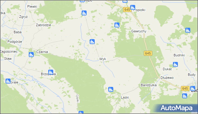 mapa Wyk gmina Zbójna, Wyk gmina Zbójna na mapie Targeo