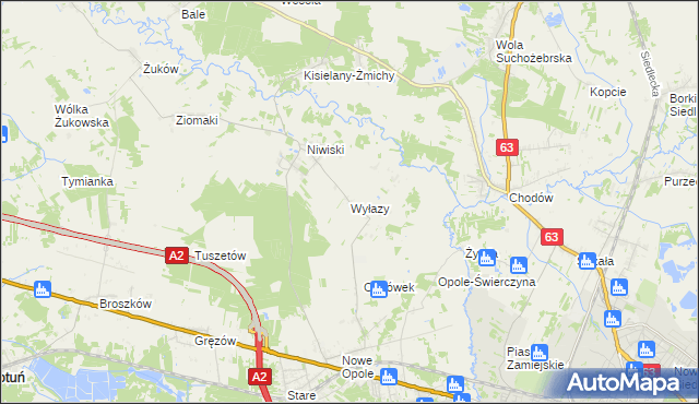 mapa Wyłazy, Wyłazy na mapie Targeo