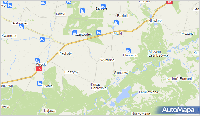 mapa Wymokłe, Wymokłe na mapie Targeo