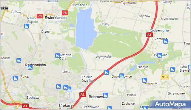 mapa Wymysłów gmina Bobrowniki, Wymysłów gmina Bobrowniki na mapie Targeo