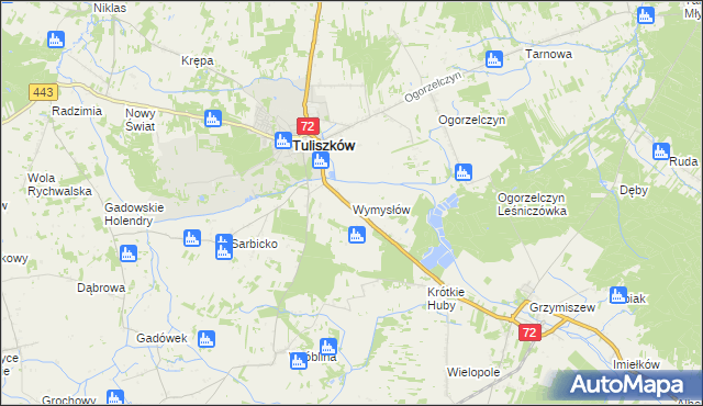 mapa Wymysłów gmina Tuliszków, Wymysłów gmina Tuliszków na mapie Targeo