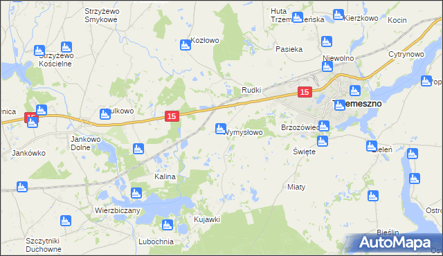 mapa Wymysłowo gmina Trzemeszno, Wymysłowo gmina Trzemeszno na mapie Targeo