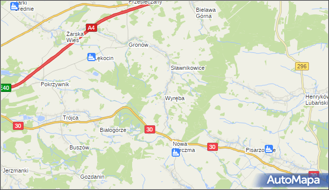 mapa Wyręba gmina Siekierczyn, Wyręba gmina Siekierczyn na mapie Targeo